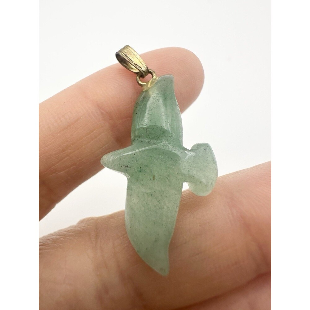 Vintage Carved Nephrite Jade Bird Pendant